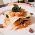 Pumpkin and Burnt Spinach Lasagne with Hazelnuts, Pecorino and Sage