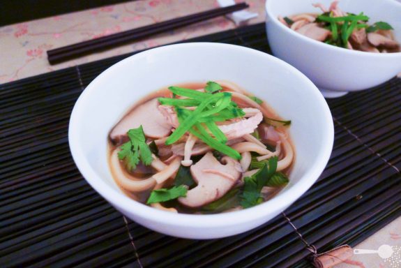 Mixed Mushroom, Chicken and Udon Noodle Soup