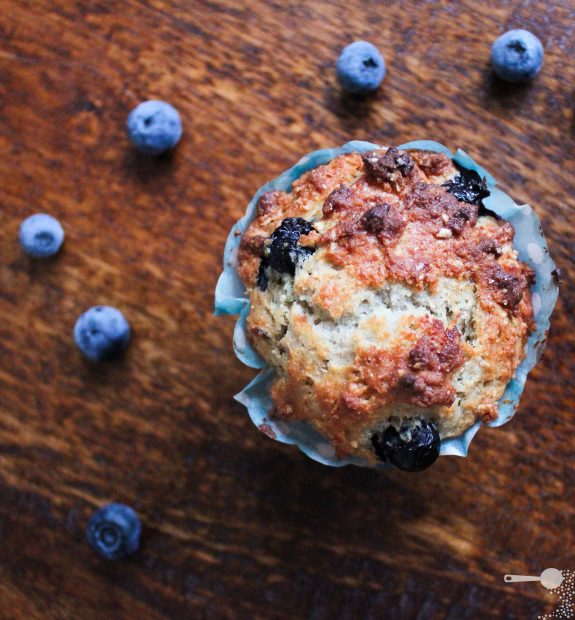 Passionfruit, blueberry and yoghurt muffins