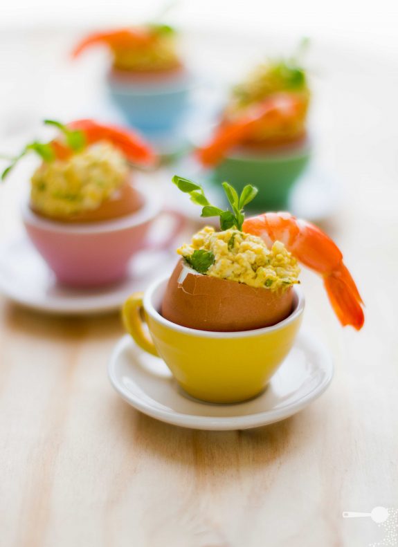 Curried egg and prawn cocktails