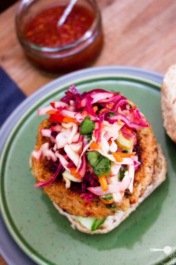 {Vegan} Spicy buckwheat and soy burgers with Asian slaw - Wholesome Cook