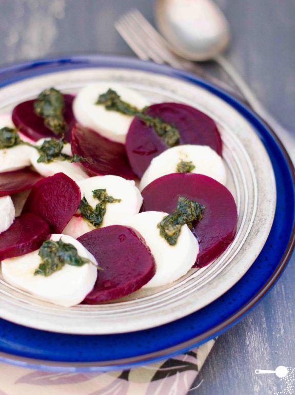 Beetroot and Basil Pesto Insalata Caprese