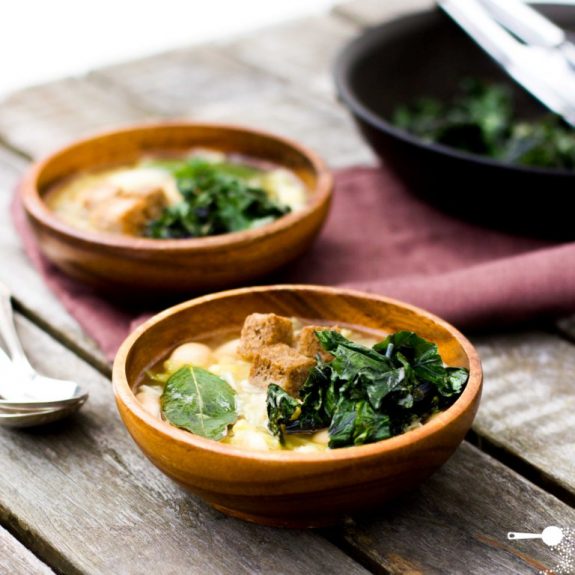 Cabbage, Bean and Crispy Kale Soup