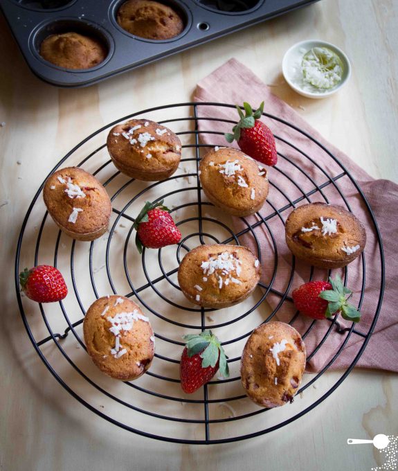 Strawberry Coconut and Lime Friands (gluten and dairy free)
