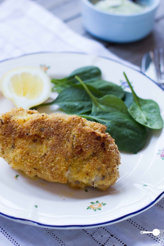 Oven-baked Chicken Kievs with Cucumber Salad