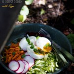 Beetroot Zucchini and Carrot Salad with Runny Eggs