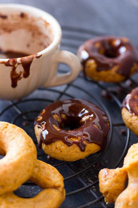Vegan Gluten Free Pumpkin Donuts with Cacao Glaze Icing 