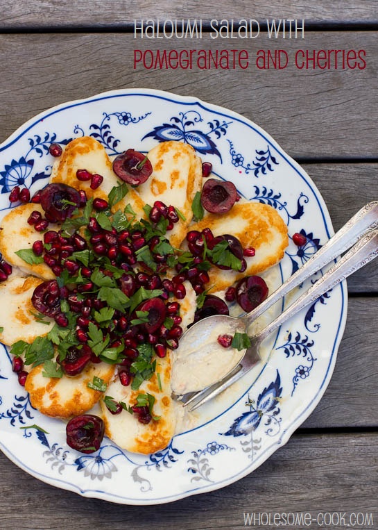Haloumi Salad with Pomegranate and Cherries 