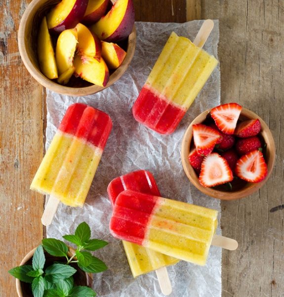 Peach and Strawberry Ice Pops