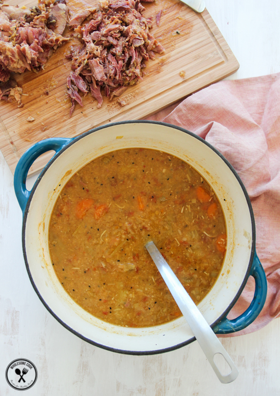 Red Lentil Coconut and Ham Soup