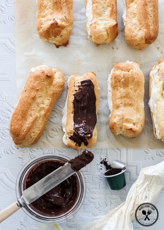Easy Choux Pastry Recipe for Coffee Cream Eclairs Low Sugar