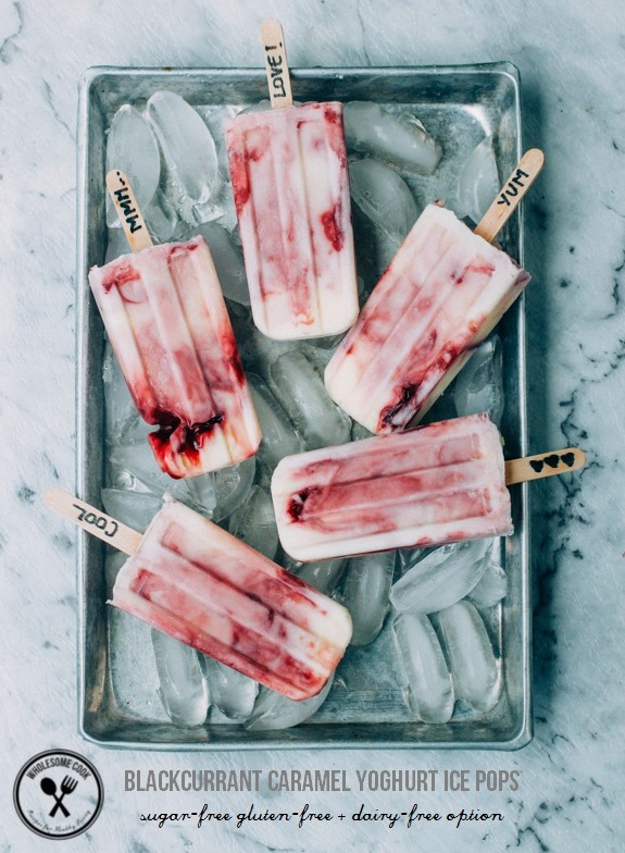 Blackcurrant Caramel Yoghurt Ice Pops