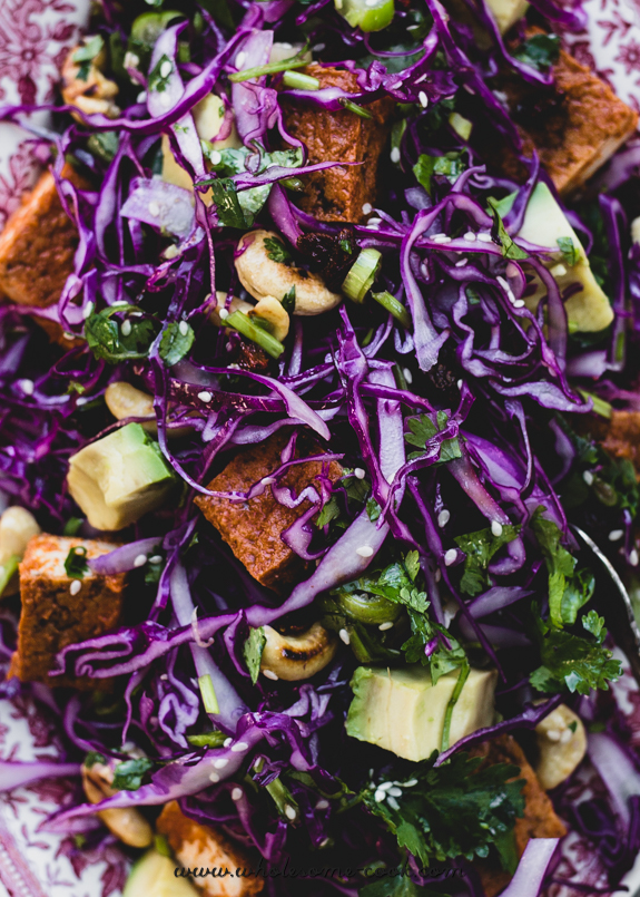 Tempeh, Avocado and Red Cabbage Slaw