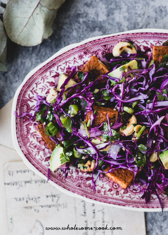 Tempeh, Avocado and Red Cabbage Slaw