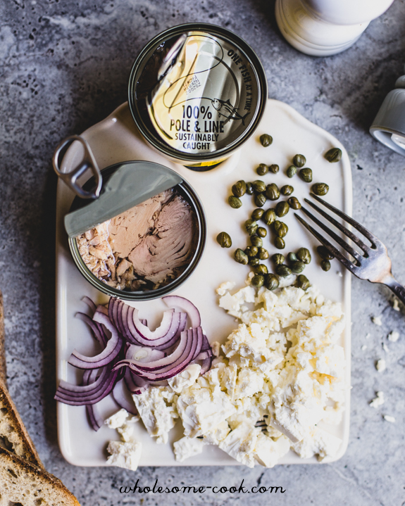 Toasties with Feta Caper and Tuna Spread