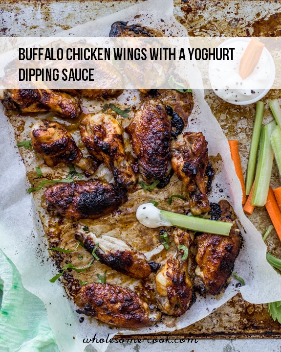 Buffalo Chicken Wings with a Yoghurt Dipping Sauce