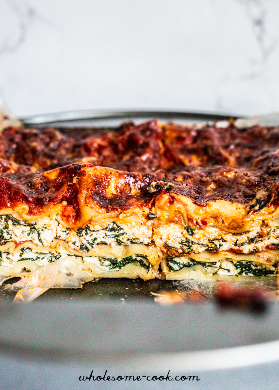 Spinach and Ricotta Lasagne with Tomato Sauce - Wholesome Cook