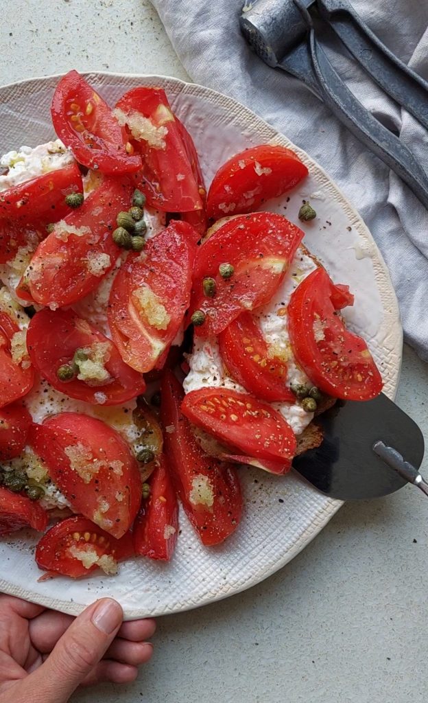 Ultimate Italian Tomato Salad on Olive Oil Toast - Wholesome Cook